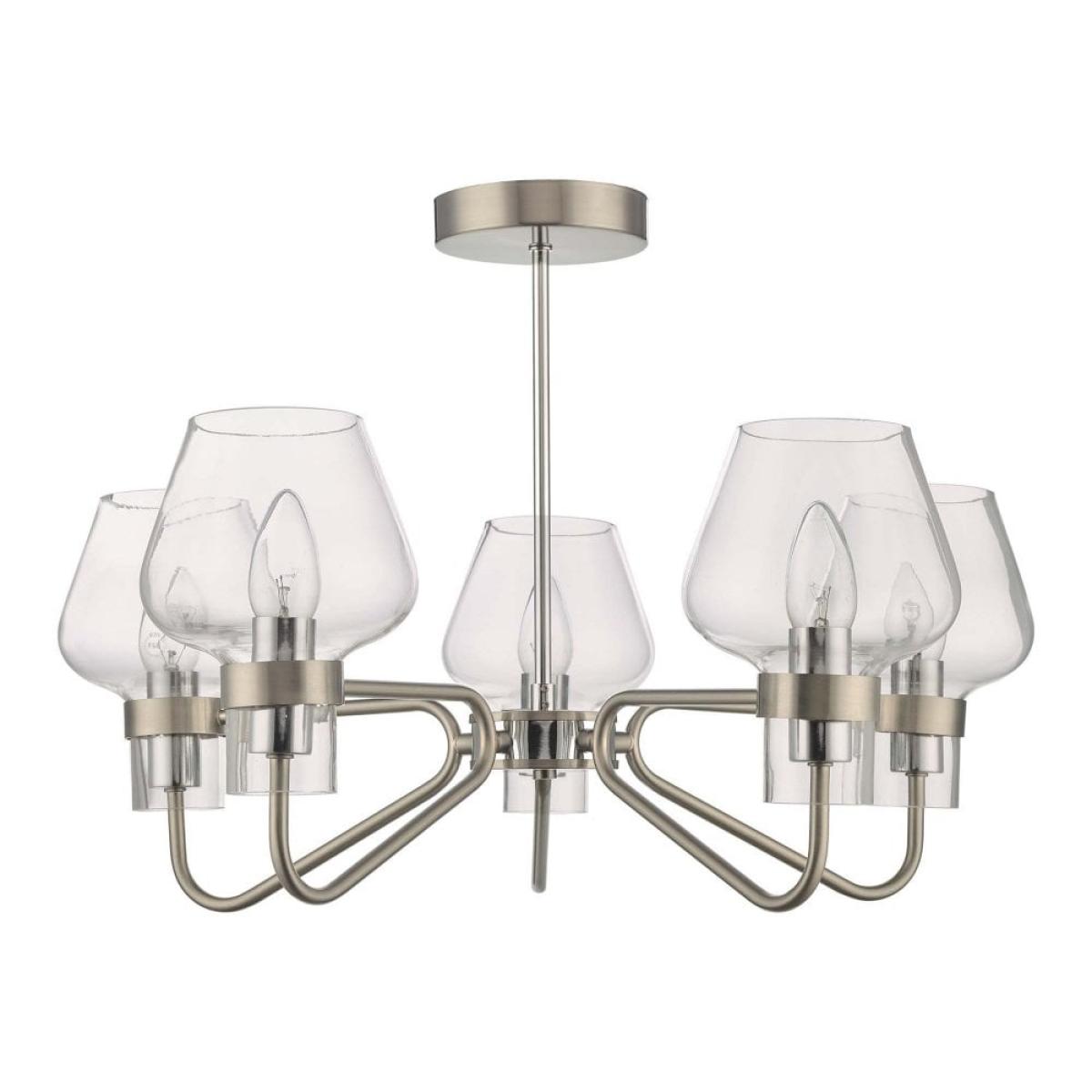 dar lighting KET5446 Keta 5 Light Semi Flush Satin Chrome and Polished Chrome – image 2