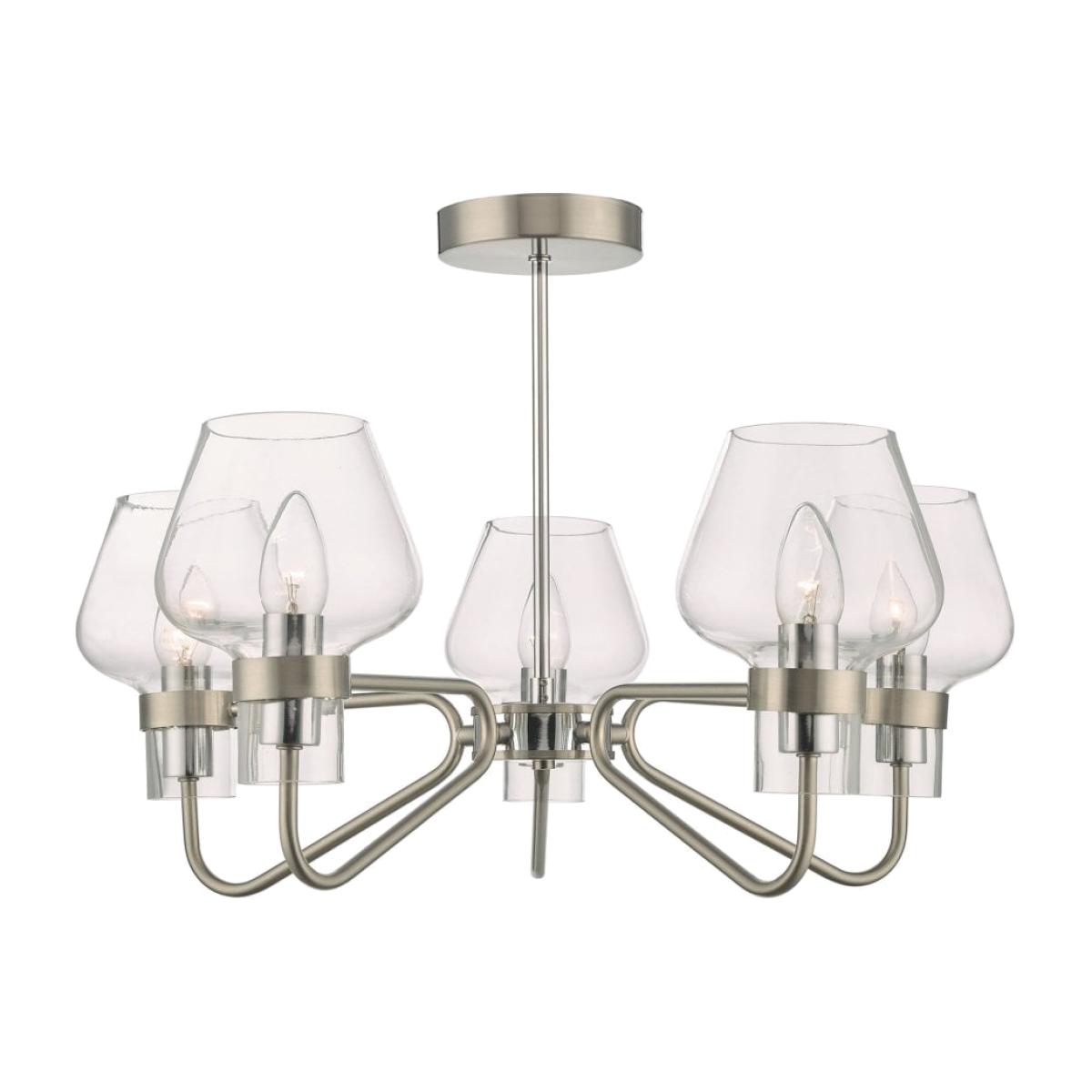 dar lighting KET5446 Keta 5 Light Semi Flush Satin Chrome and Polished Chrome – image 1