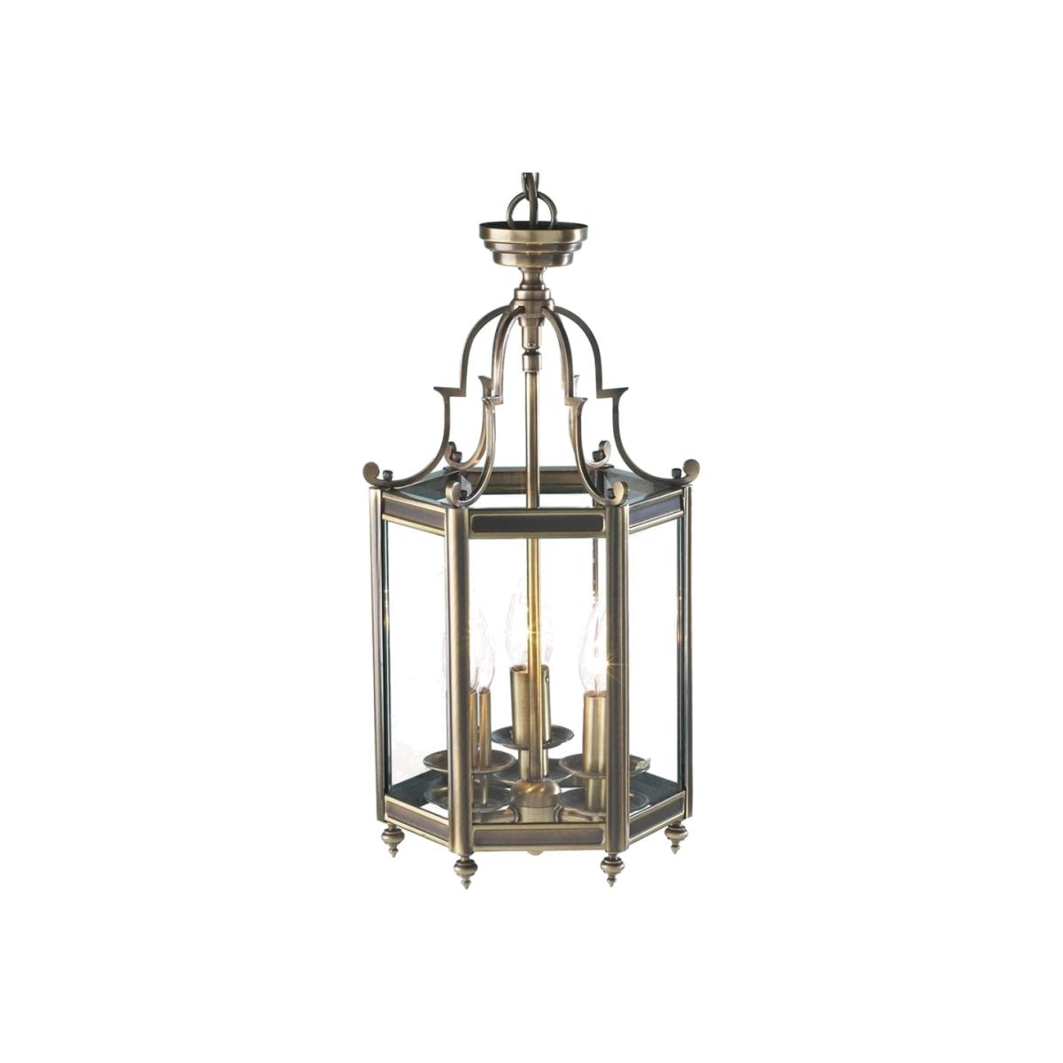 dar lighting Moo0375 Moorgate Hexagonal Hall Lantern Dual Mount Antique Brass