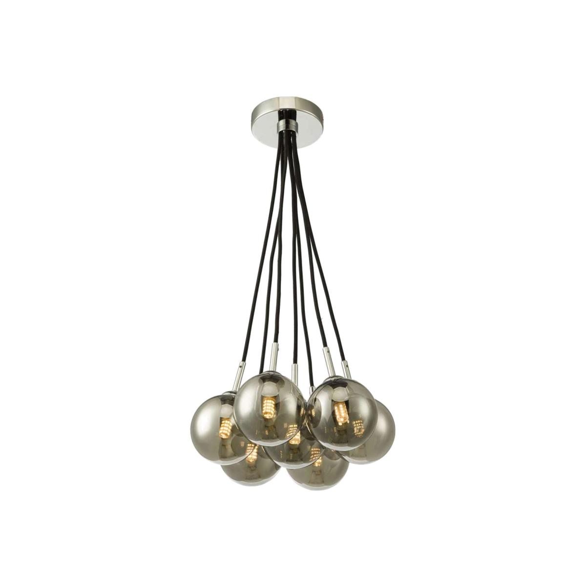 dar lighting Elp342-01 Elpis 7 Light Cluster Pendant Polished Chrome Smoked Glass