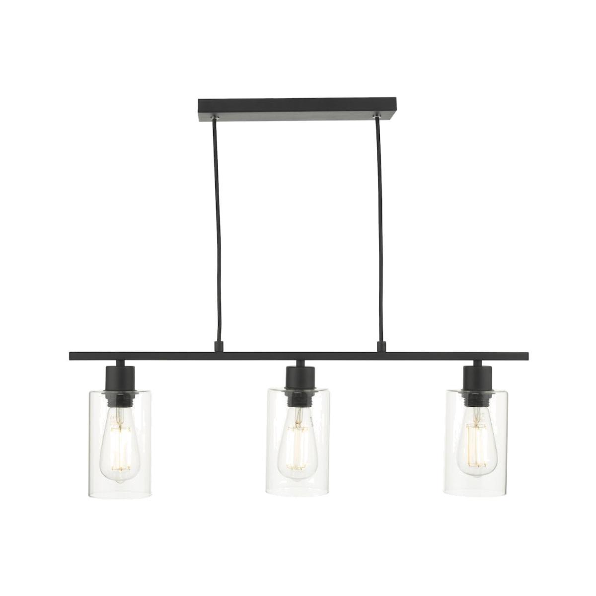 dar lighting Miu0322 Miu 3 Light Bar Matt Black Glass