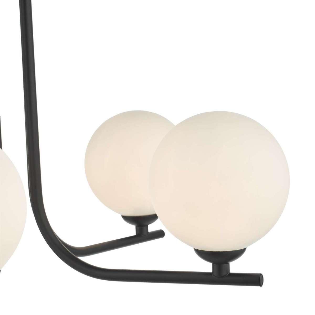 dar lighting CRA5422-02 Cradle 5 Light Semi Flush Matt Black Opal Glass – image 2