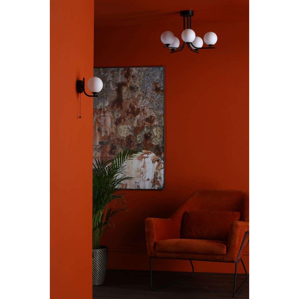 dar lighting CRA5422-02 Cradle 5 Light Semi Flush Matt Black Opal Glass – image 3