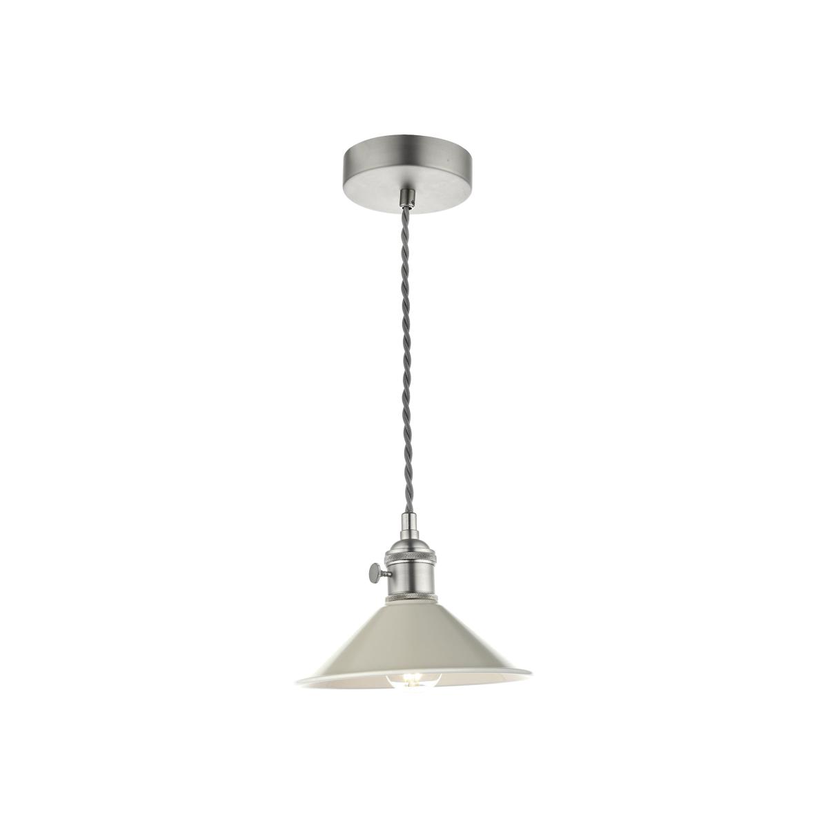 dar lighting Had0161-06 Hadano 1 Light Pendant Antique Chrome With Cashmere Shade