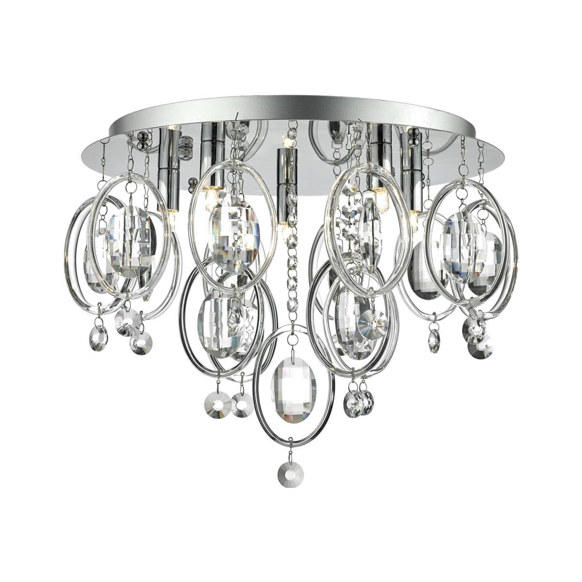 dar lighting EVA5450 Evangeline 5 Light Flush Polished Chrome and Crystal