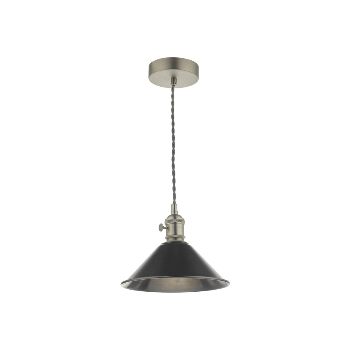 dar lighting Had0161-02 Hadano 1 Light Pendant Antique Chrome With Antique Pewter Shade