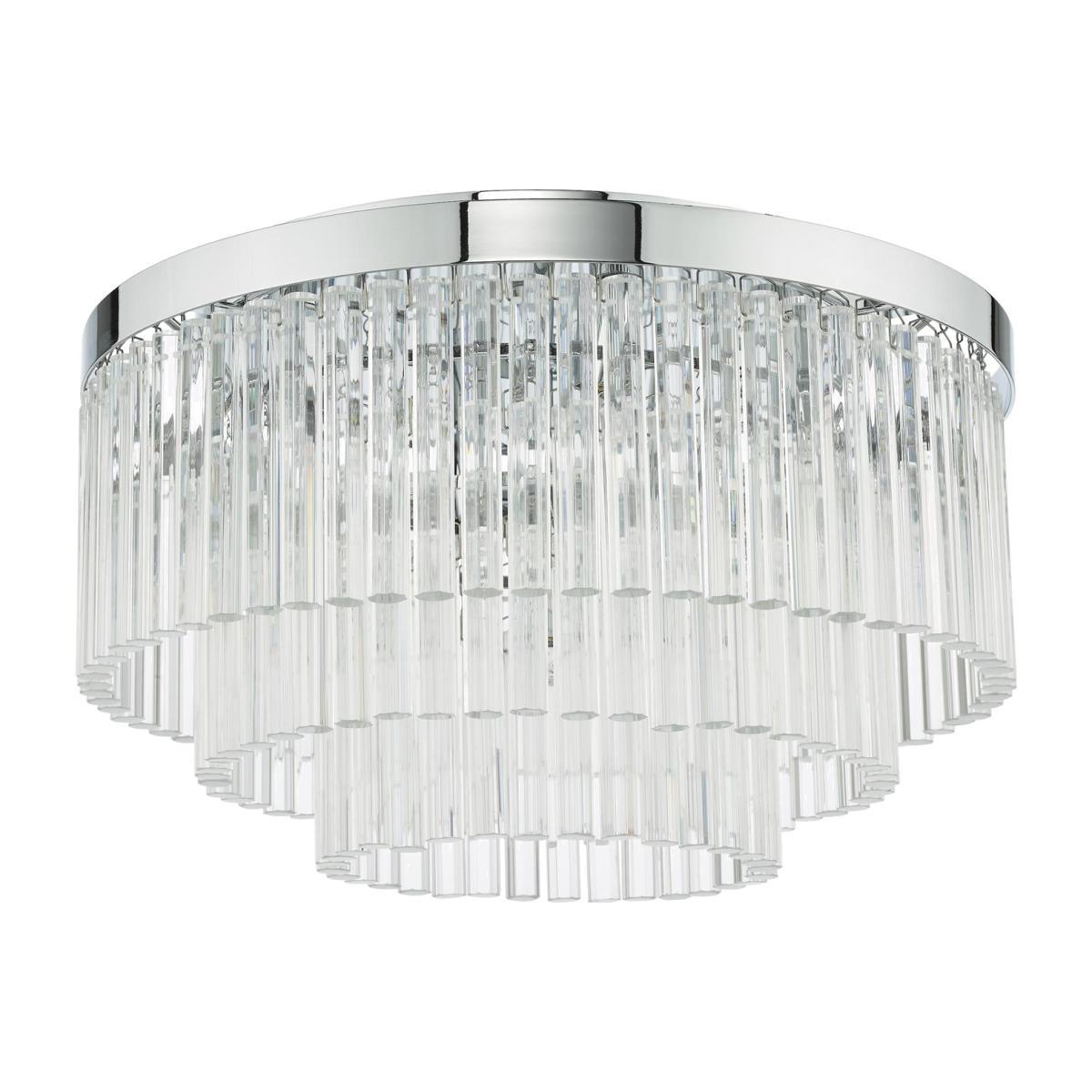 dar lighting LOG5410 Logan 5 Light Flush Polished Chrome Smoked Glass – image 1