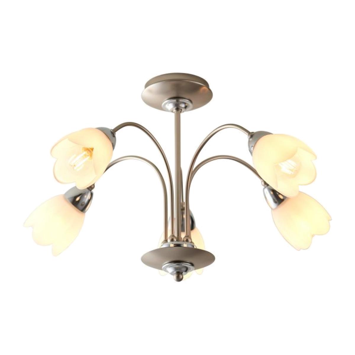 Petal 5 Light Semi Flush Ceiling Light - Satin Chrome
