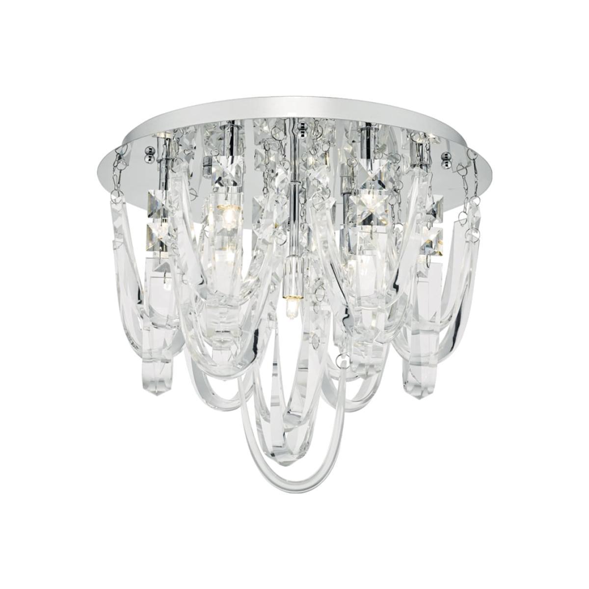 dar lighting ROX5050 Roxanne Crystal 7 Light Flush Ceiling Light Polished Chrome