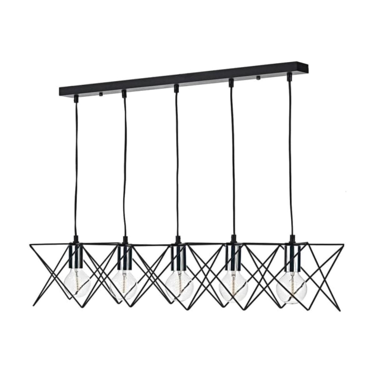 dar lighting Mid0550 Midi 5 Light Bar Pendant Black and Polished Chrome
