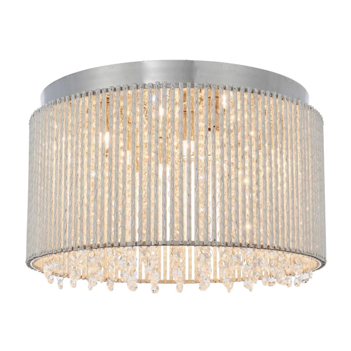 Caraquet 10 Light Flush Ceiling Light - Chrome/Crystal