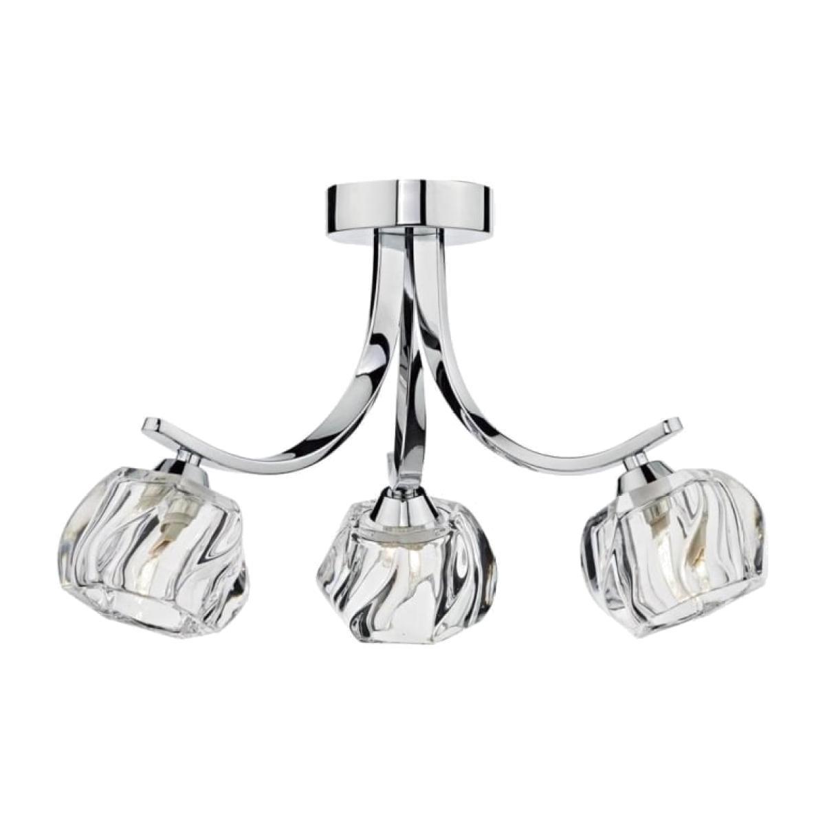 Dar Lighting IVY0350 Ivy 3 Light Semi Flush Polished Chrome