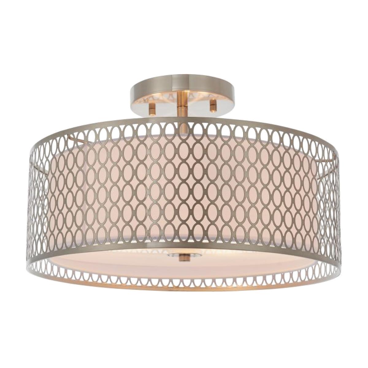 Diamante 3 Light Semi Flush Ceiling Light - Satin Nickel