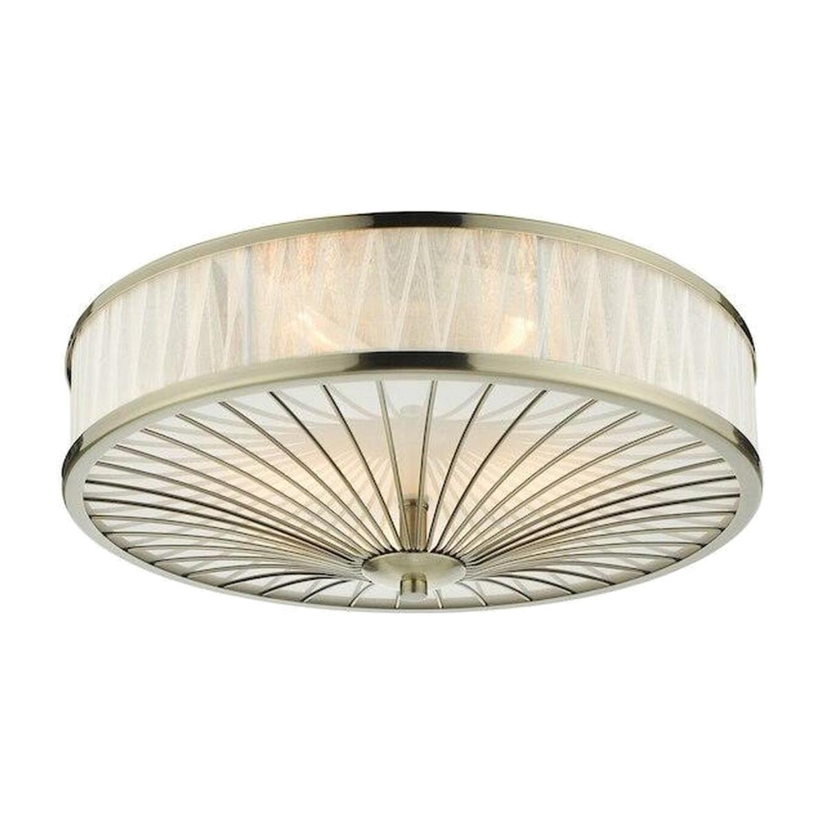 dar lighting OSL5075 Oslo 3 Light Flush Ceiling Light Antique Brass
