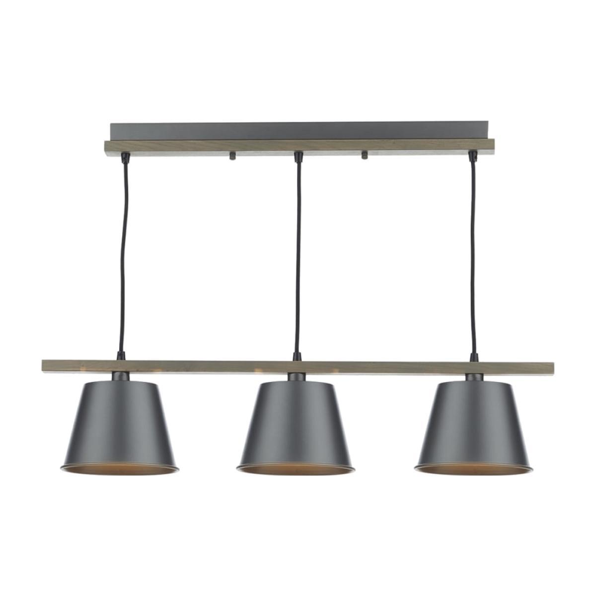 Dar Lighting ARK0348 Arken 3 Light Pendant Raw/Wood