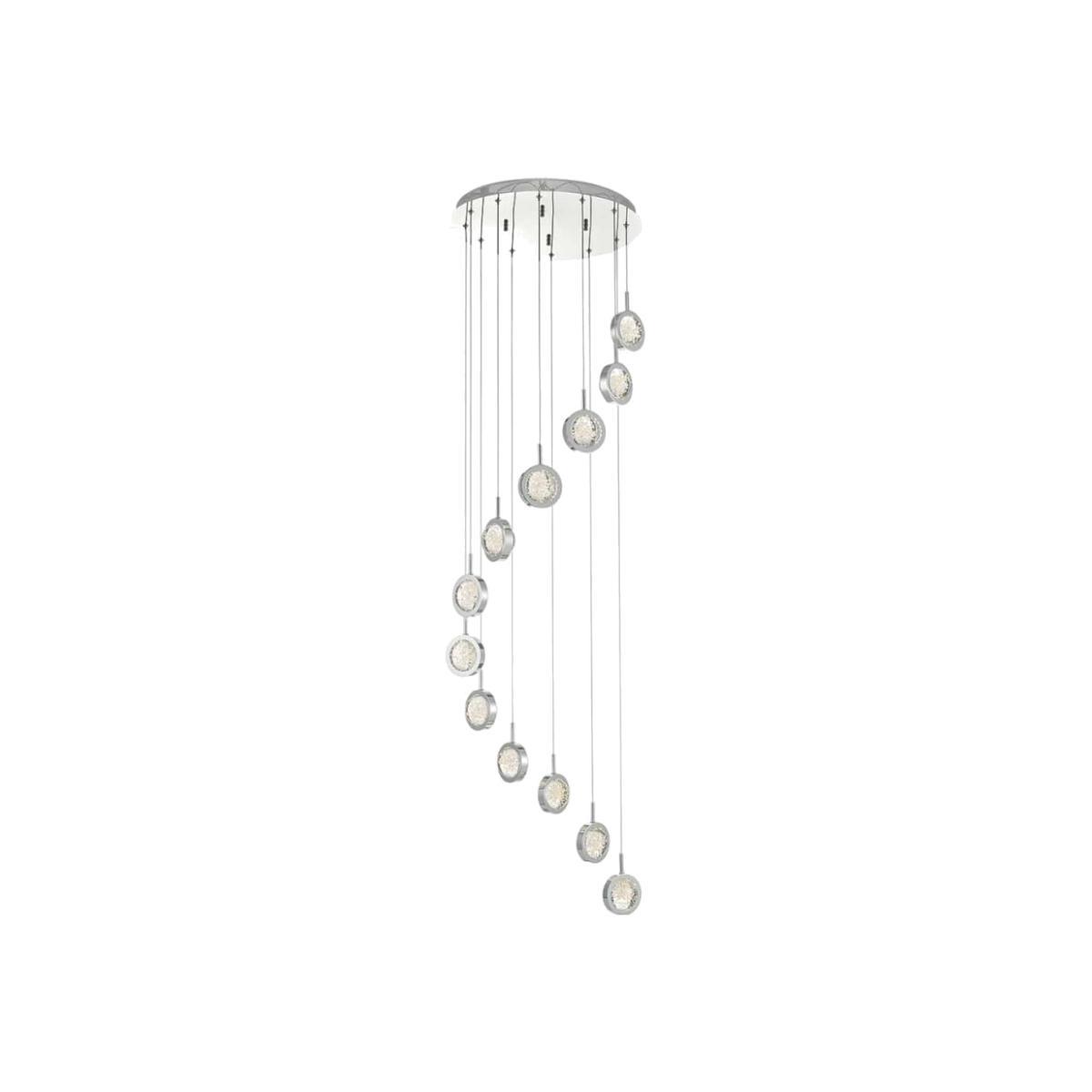 Dar Lighting LIV1250 Livia 12 Light Cluster LED Pendant Polished Chrome And Glass Spheres