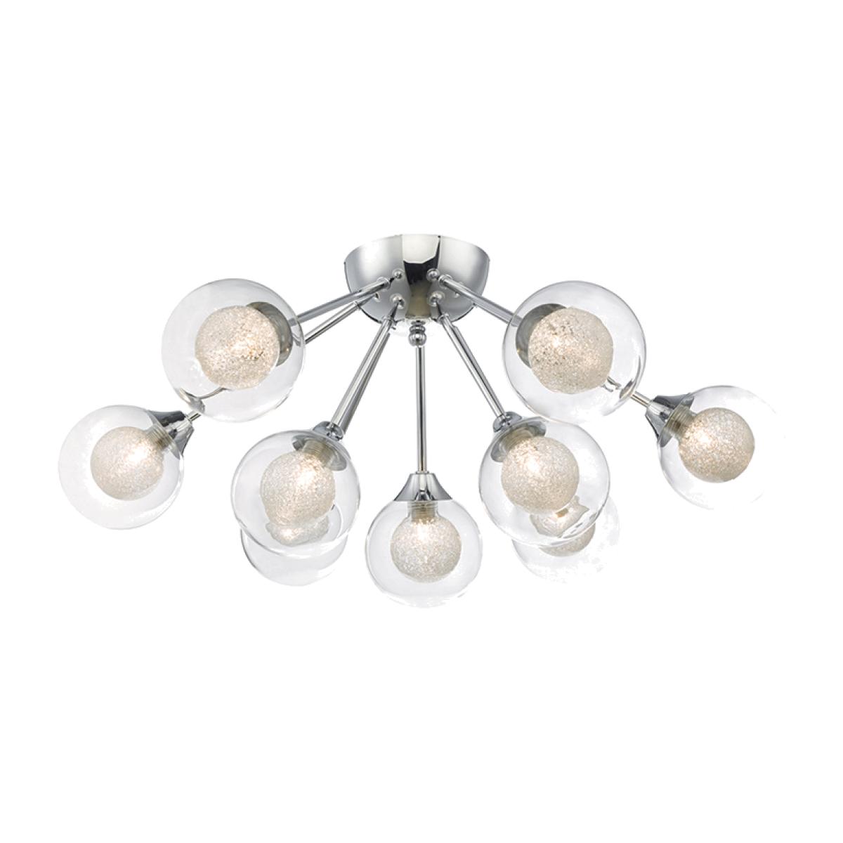 dar lighting ZEK1350 Zeke 9 Light Semi Flush Polished Chrome