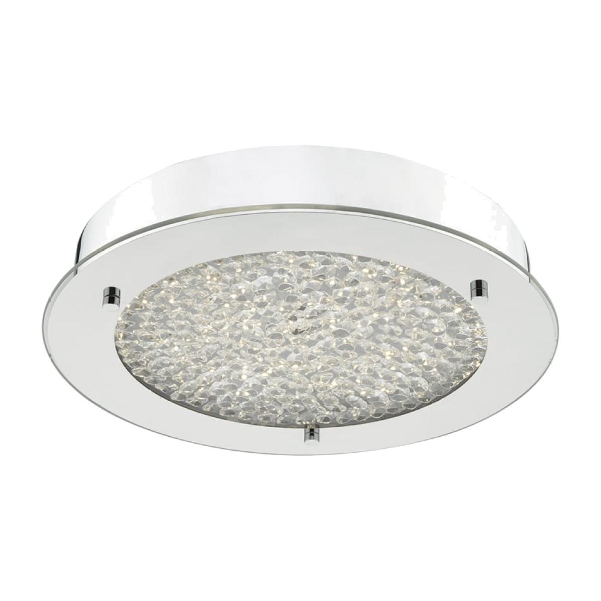 dar lighting PET5250 Peta Crystal Beads LED Flush Bathroom Ceiling Light IP44 Polished Chrome Small