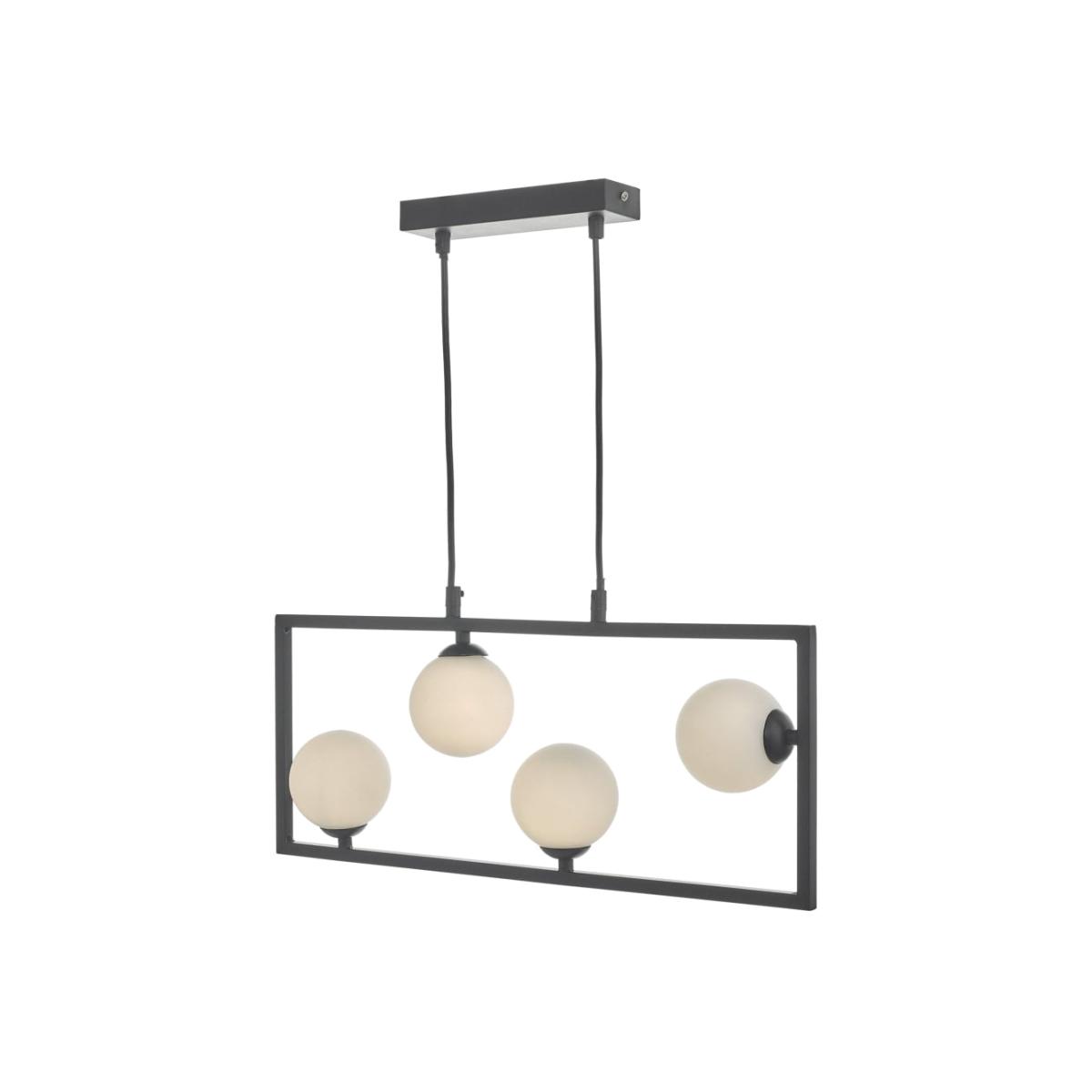 dar lighting Ens0422 Ensio 4 Light Pendant Matt Black and Opal Glass