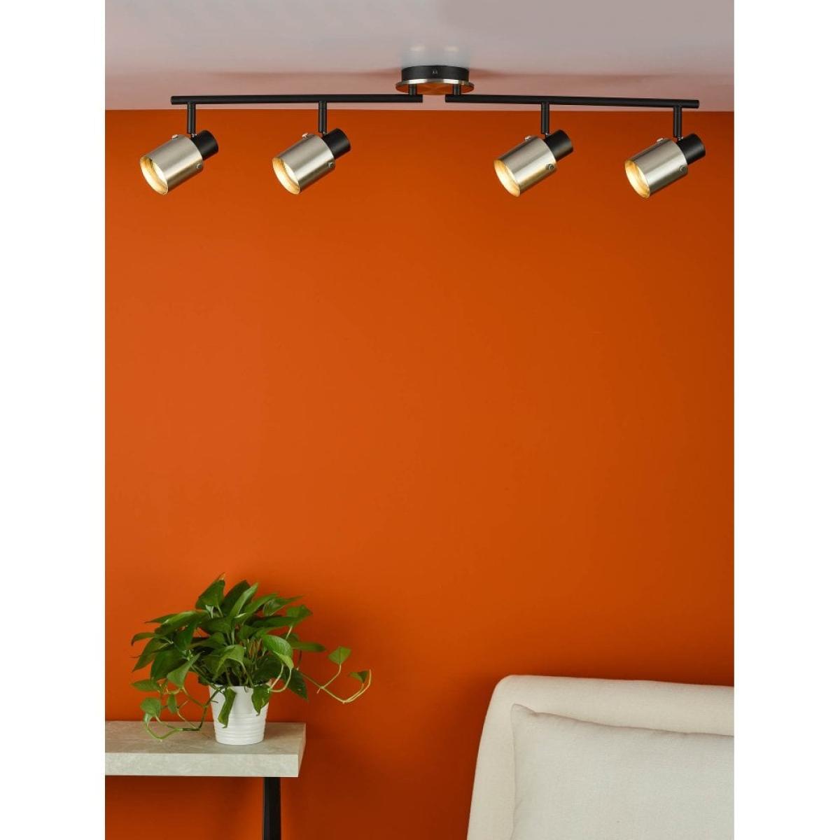 dar lighting RYA8438 Ryan 4 Light Bar Spotlight Brushed Nickel Matt Black – image 2