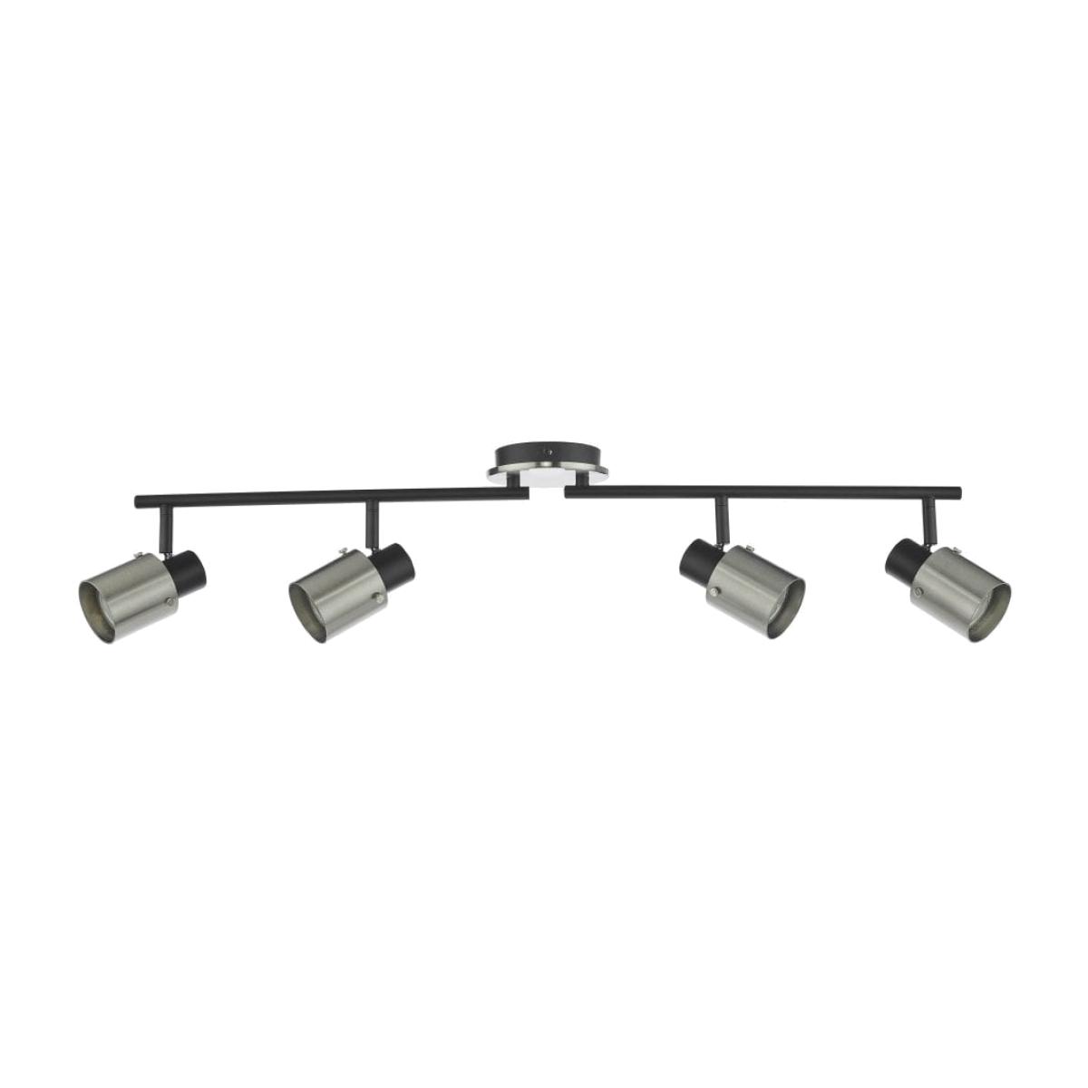 dar lighting RYA8438 Ryan 4 Light Bar Spotlight Brushed Nickel Matt Black – image 1