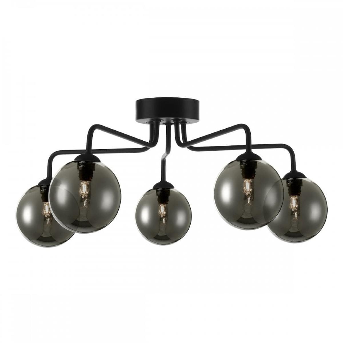 dar lighting FEY0522-01 Feya 5 Light Semi Flush Ceiling Light Matt Black Smoked Glass – image 2