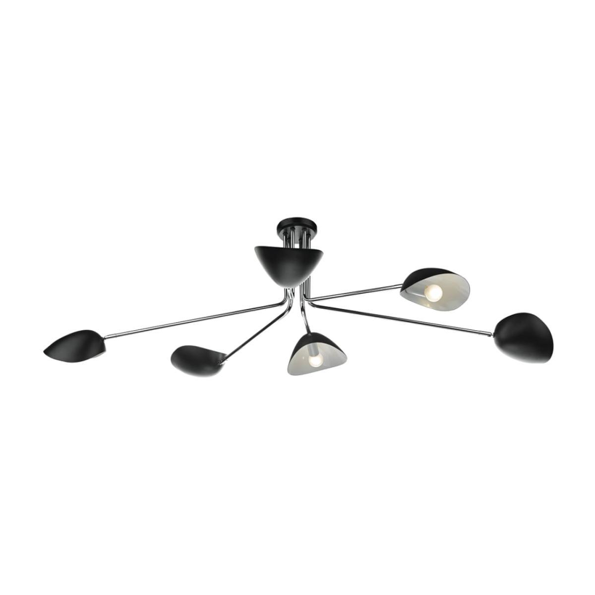 Dar Lighting KRU6422 Krug 6 Light Semi Flush Black and Polished Chrome