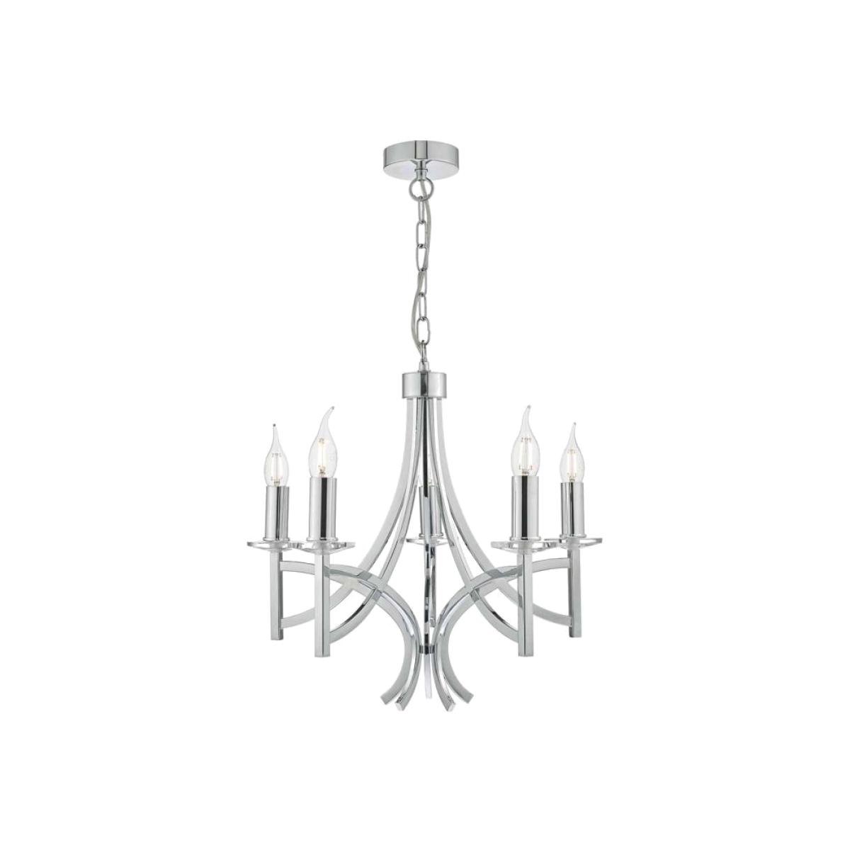 dar lighting LYO0550 Lyon 5 Light Pendant Polished Chrome And Crystal