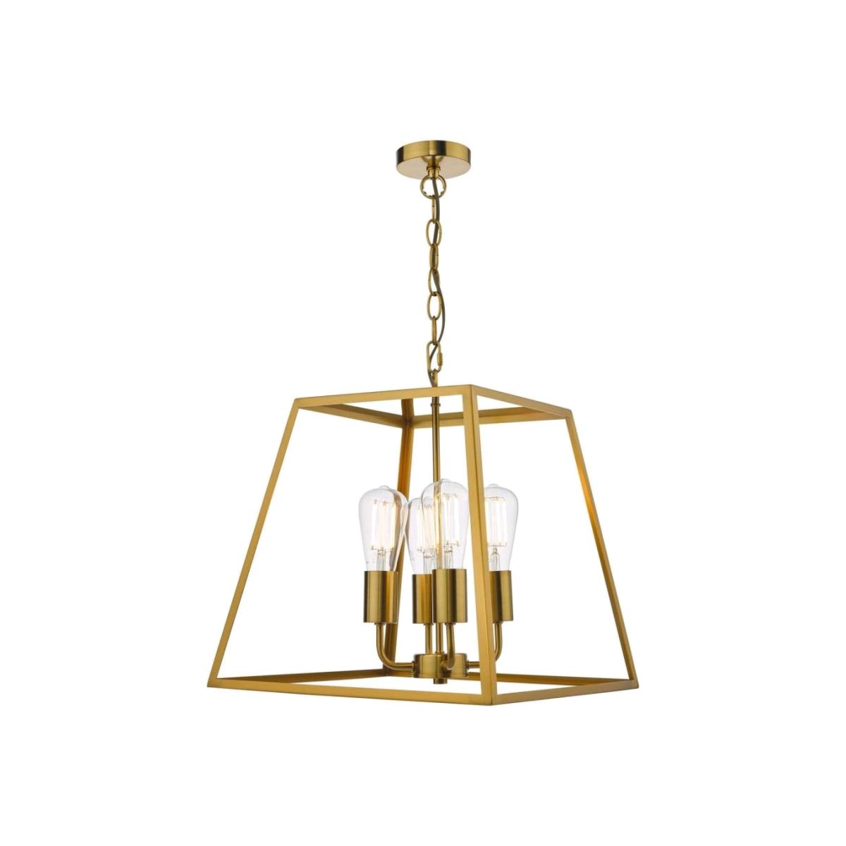 dar lighting Aca8635 Academy 4 Light Lantern Natural Brass