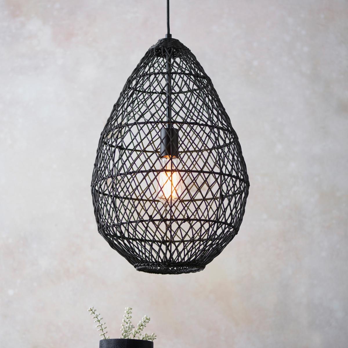 Pimva Rattan Pendant Light - Black – image 1