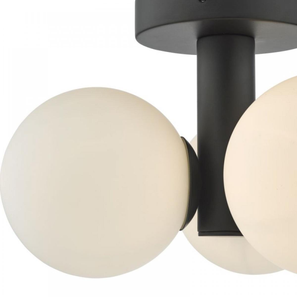 dar lighting BLA5322 Blake 3 Light Semi Flush Matt Black Opal Glass – image 3