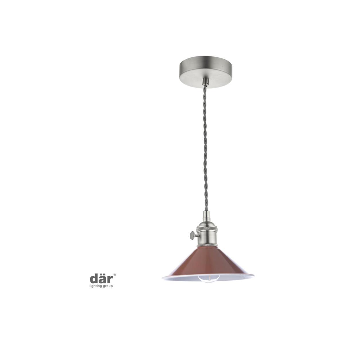 dar lighting Had0161-08 Hadano 1 Light Pendant Antique Chrome With Umber Shade