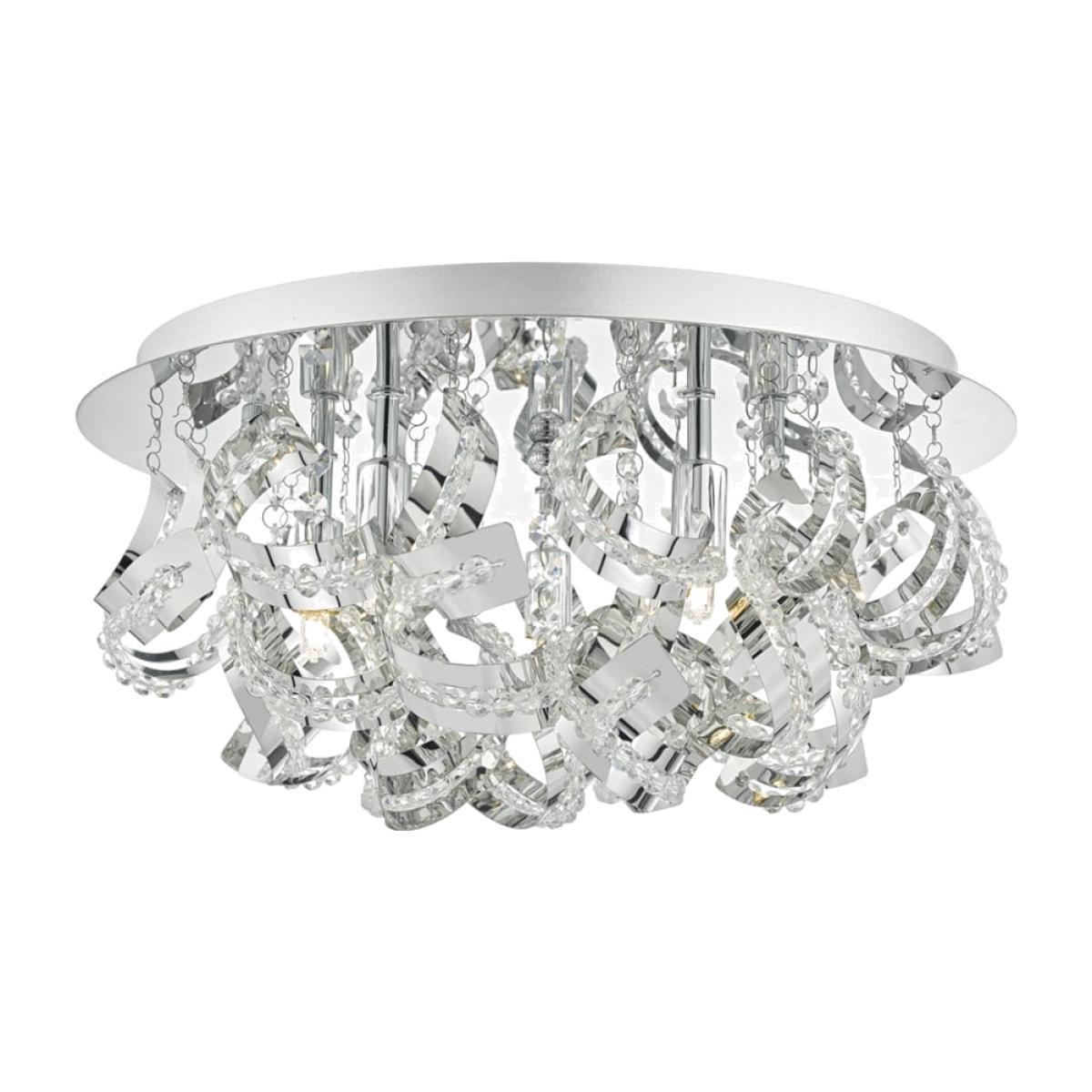 dar lighting MEZ5050 Mezen 5 Light Flush Polished Chrome and Crystal Beads