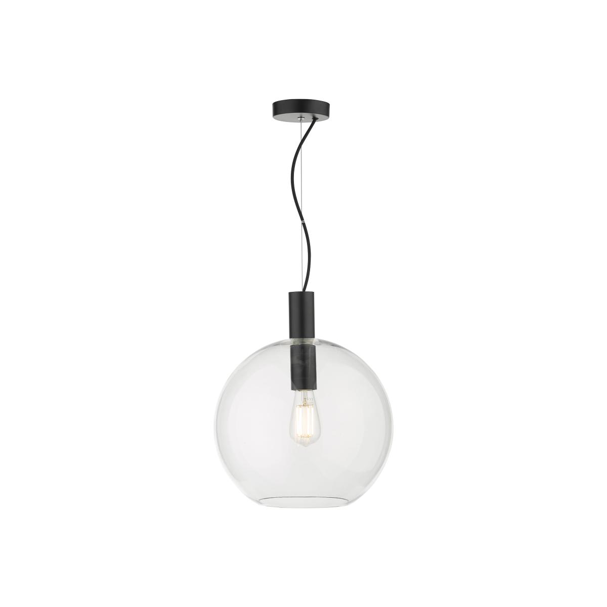 dar lighting Zul0122 Zula 1 Light Single Pendant Black Clear Glass
