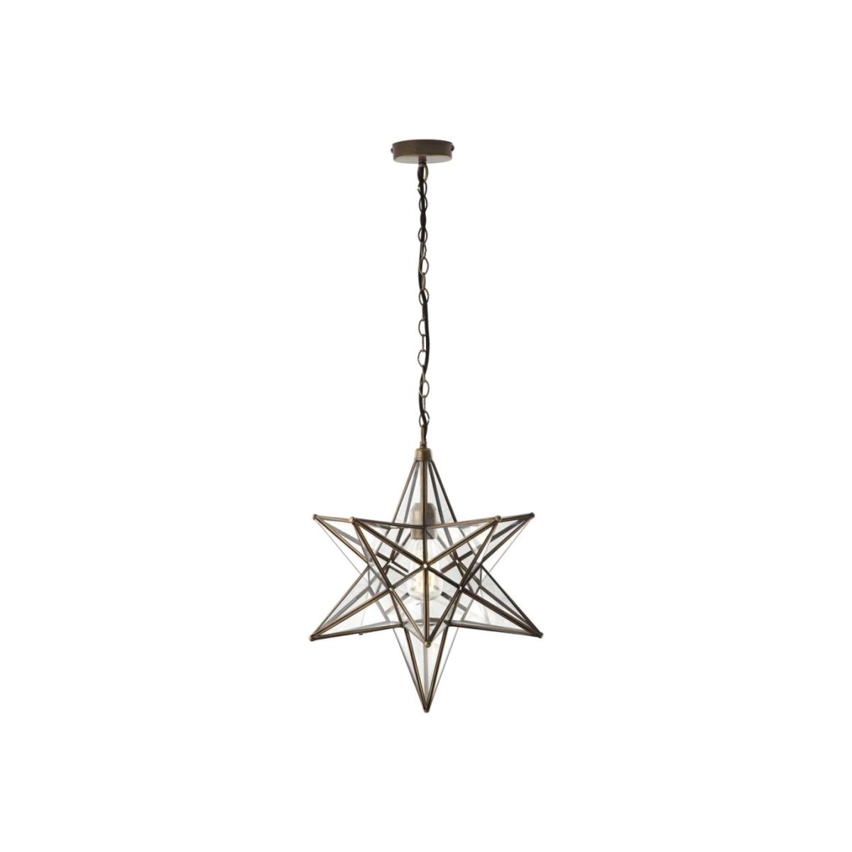 dar lighting Ila8675 Ilario Pendant Antique Brass and Glass