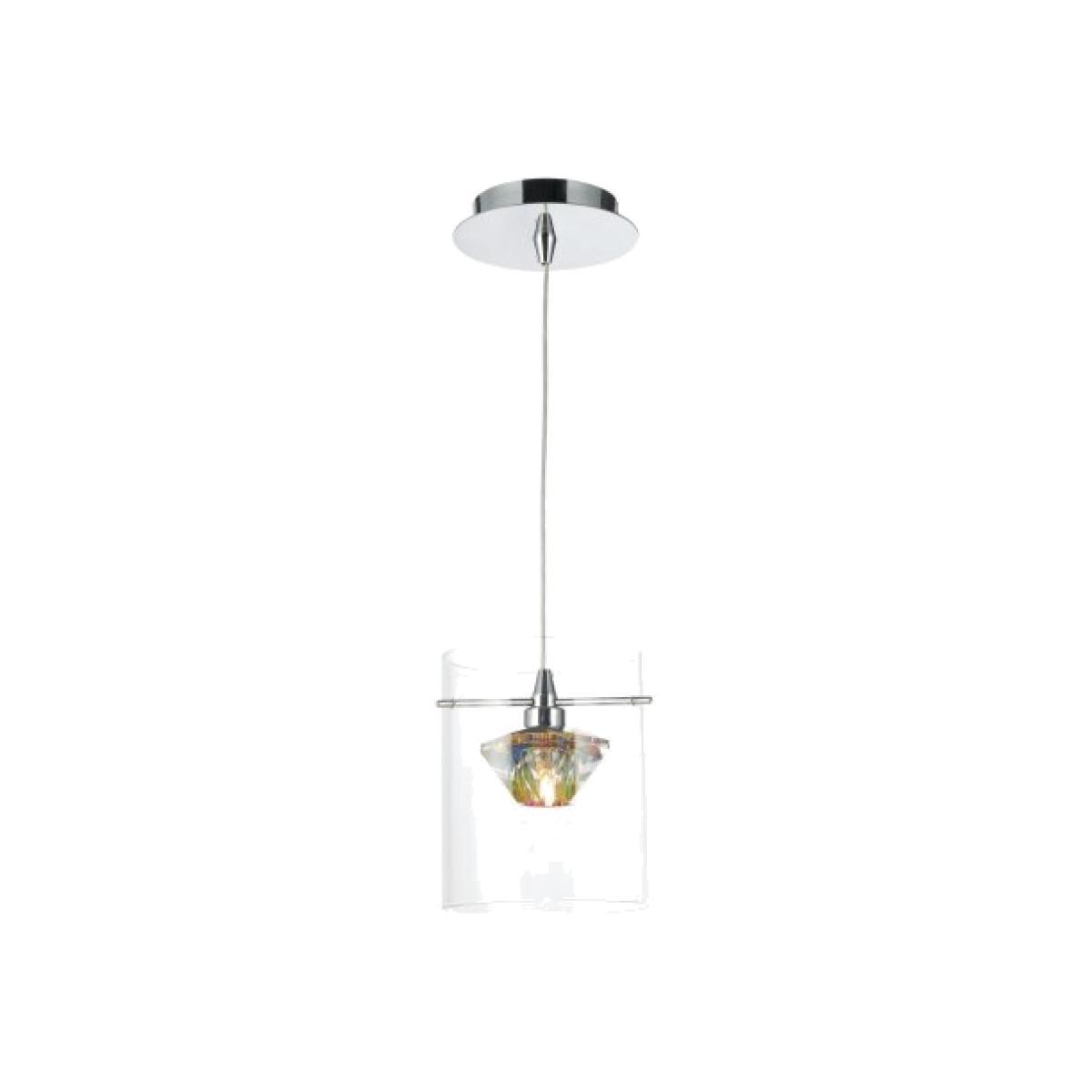 dar lighting Dec0108 Decade 1 Light Pendant Polished Chrome/Clear