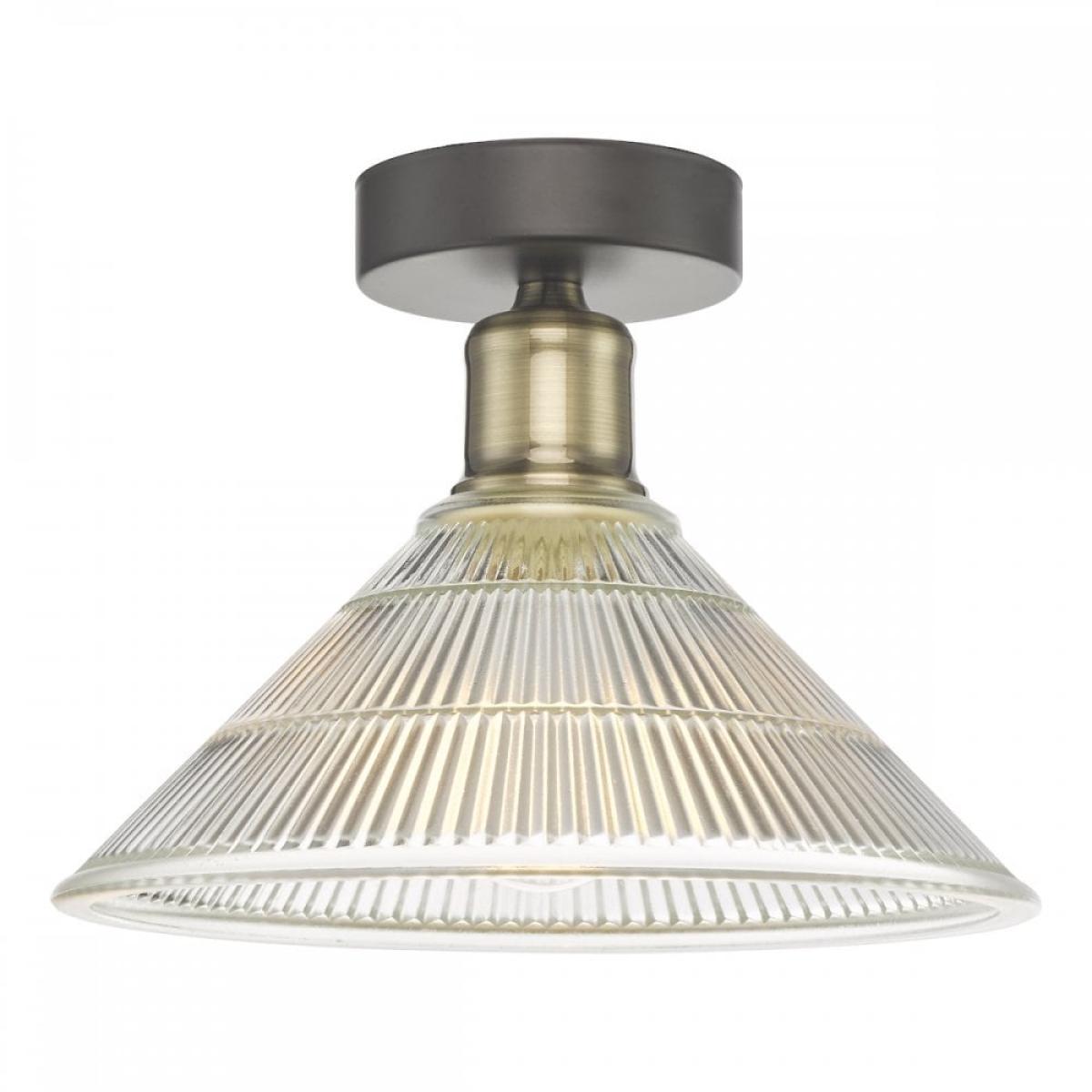 dar lighting BOY0175 Boyd 1 Light Flush Antique Brass with Glass Shade – image 3