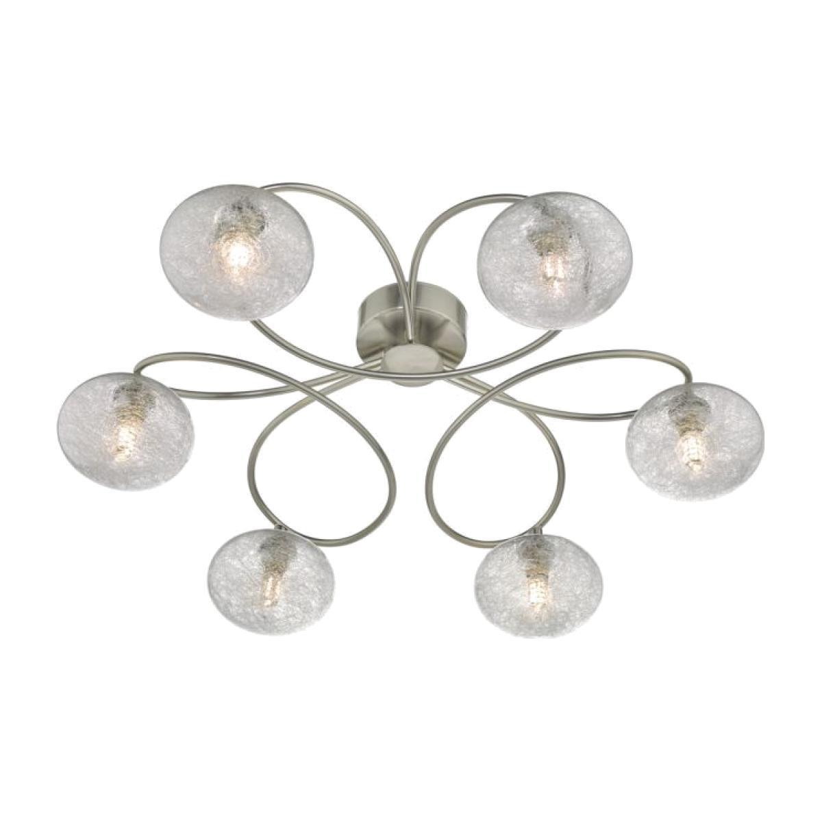 Dar Lighting LEY6446 Leysha 6 Light Semi Flush Satin Nickel And Glass