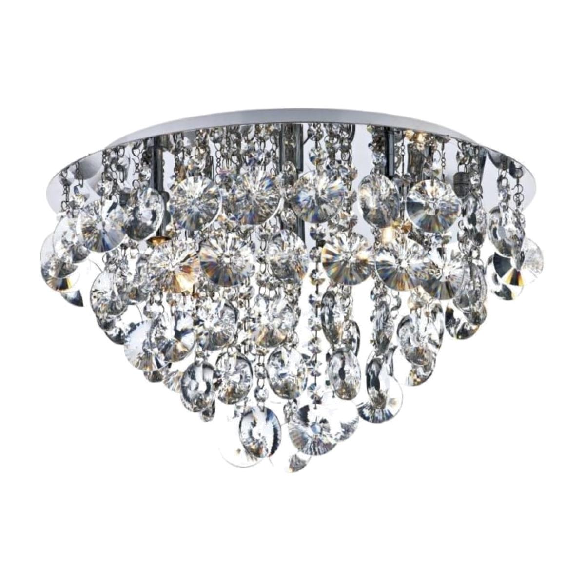 dar lighting JES5450 Jester 5 Light Flush Polished Chrome Complete With Clear Droppers