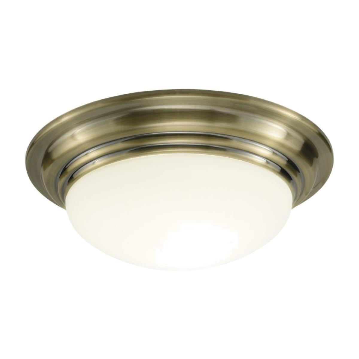 dar lighting BAR5275 Barclay Small Flush IP44 Antique Brass