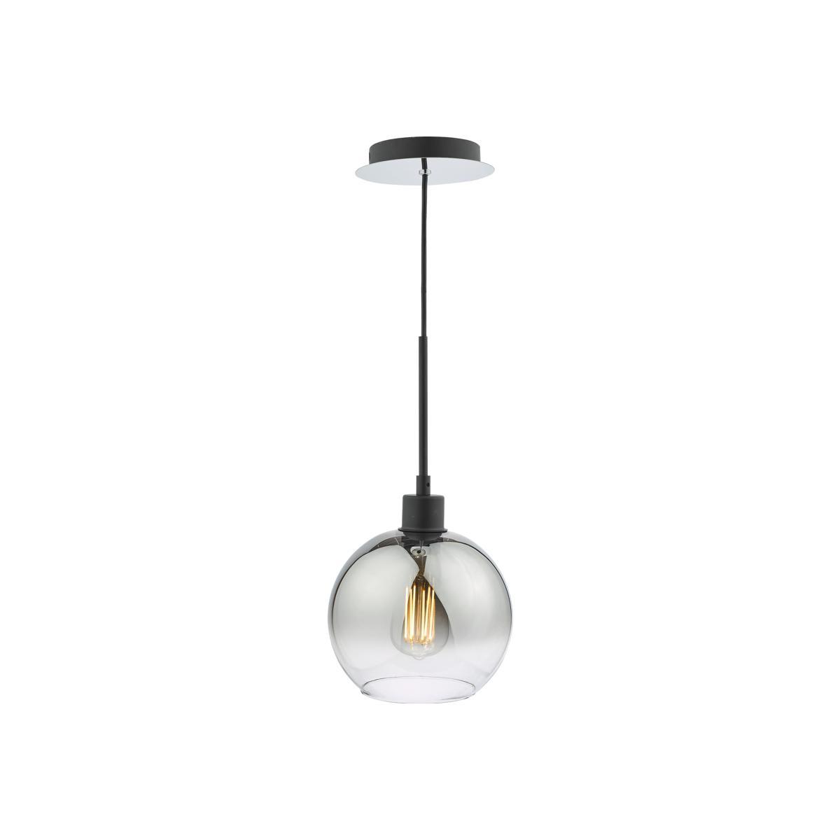 dar lighting Lyc8622 Lycia 1 Light Single Pendant Matt Black Ombre Smoked Glass
