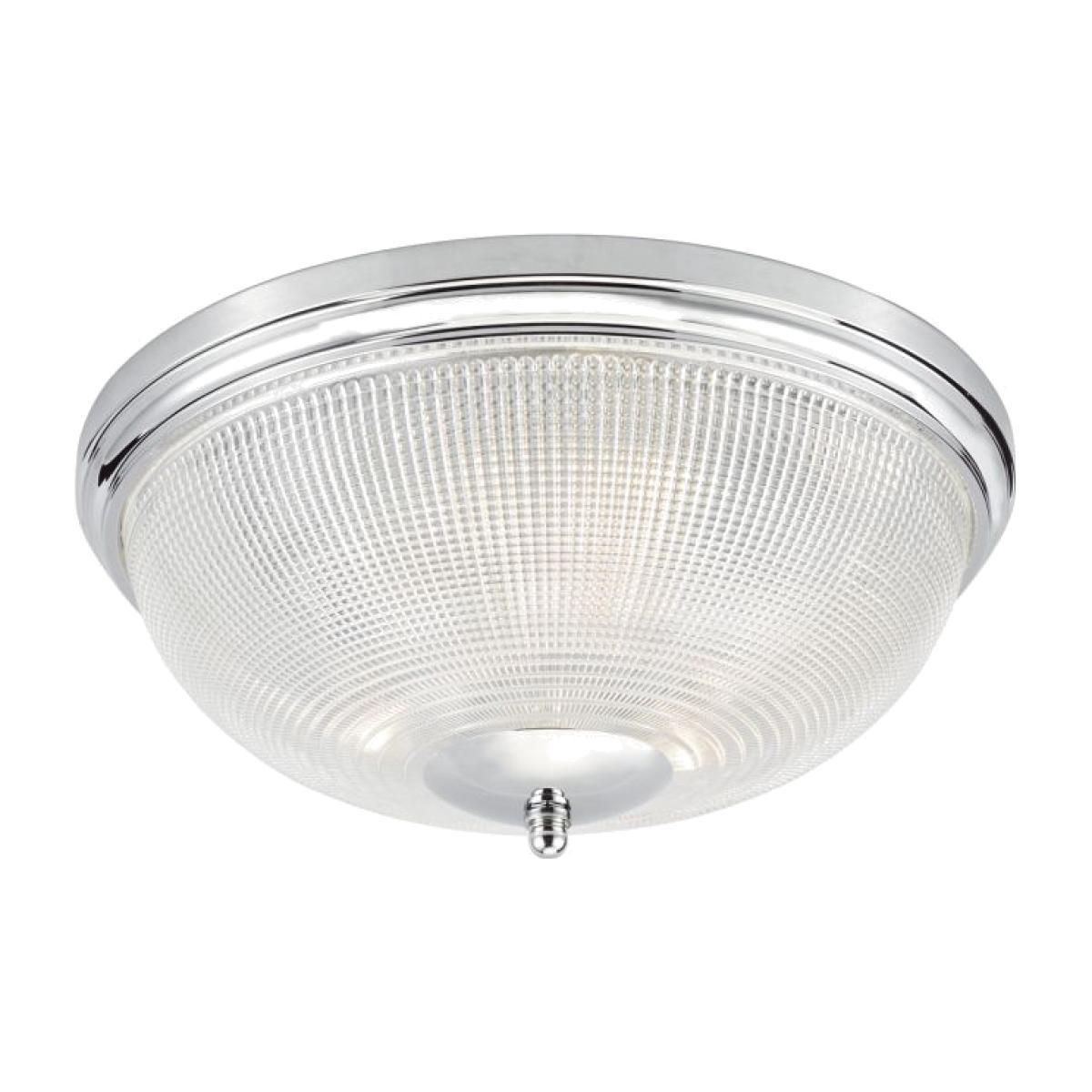 Dar Lighting ARB5250 Arbor 3 Light Flush Polished Chrome and Glass IP44