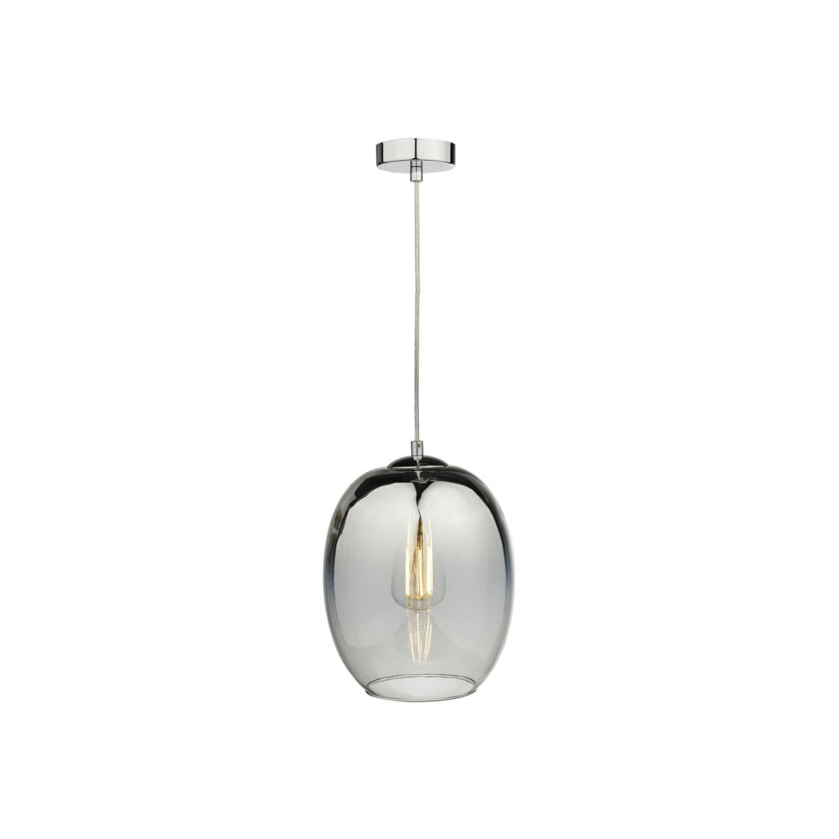 dar lighting Pat0132 Patrice 1 Light Pendant Silver Glass