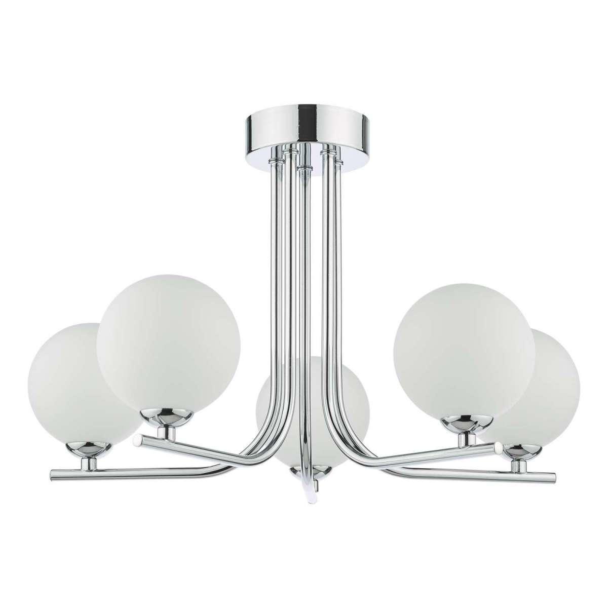 dar lighting CRA5450-02 Cradle 5 Light Semi Flush Polished Chrome Opal Glass – image 2