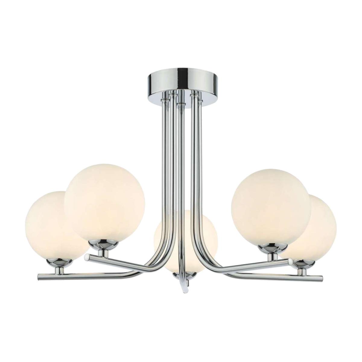 dar lighting CRA5450-02 Cradle 5 Light Semi Flush Polished Chrome Opal Glass – image 1