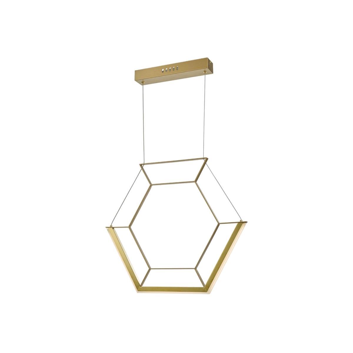 dar lighting Hex0135 Hexagon 1 Light Pendant Gold Led