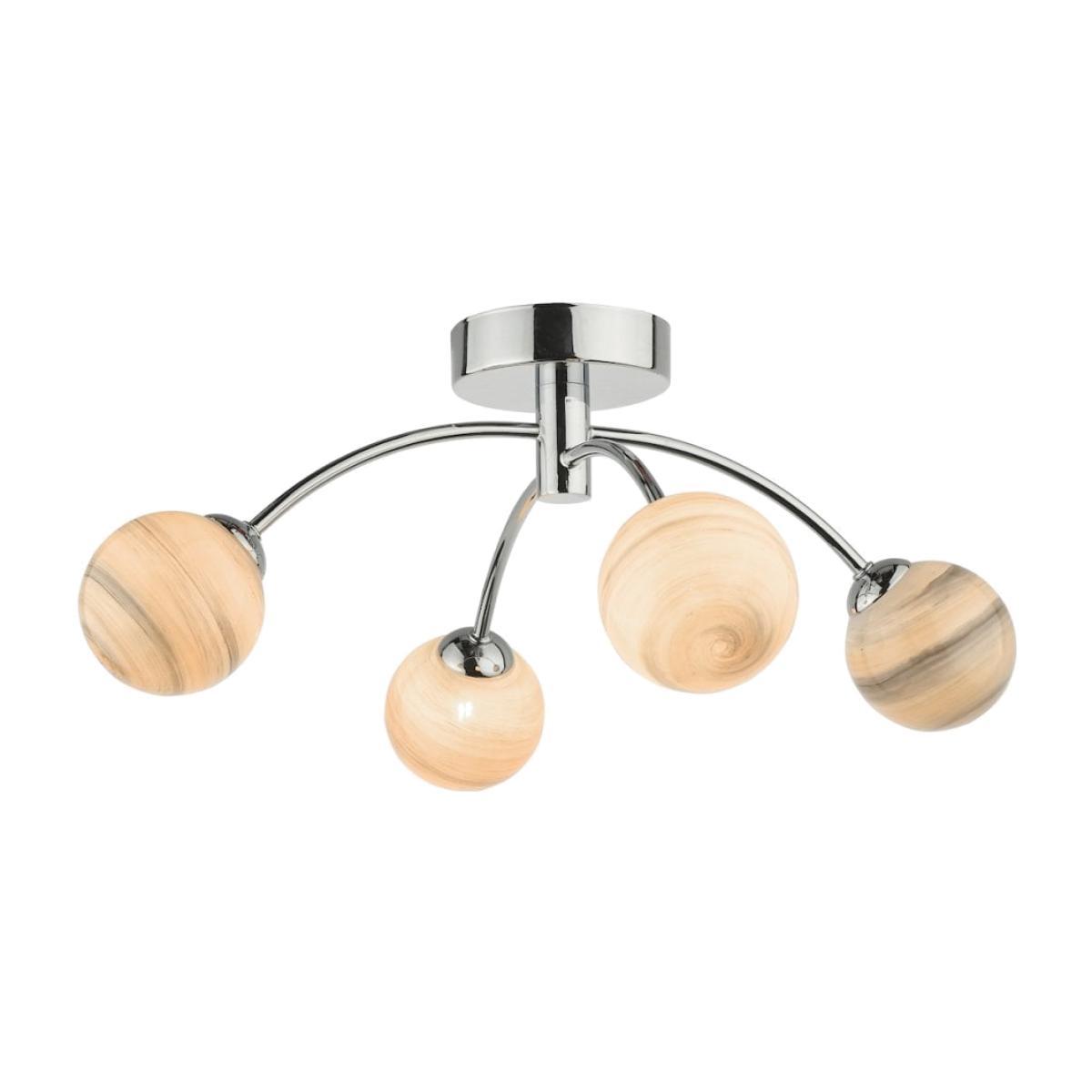dar lighting IZZ0450-07 Izzy 4 Light Semi Flush Polished Chrome Swirl Glass