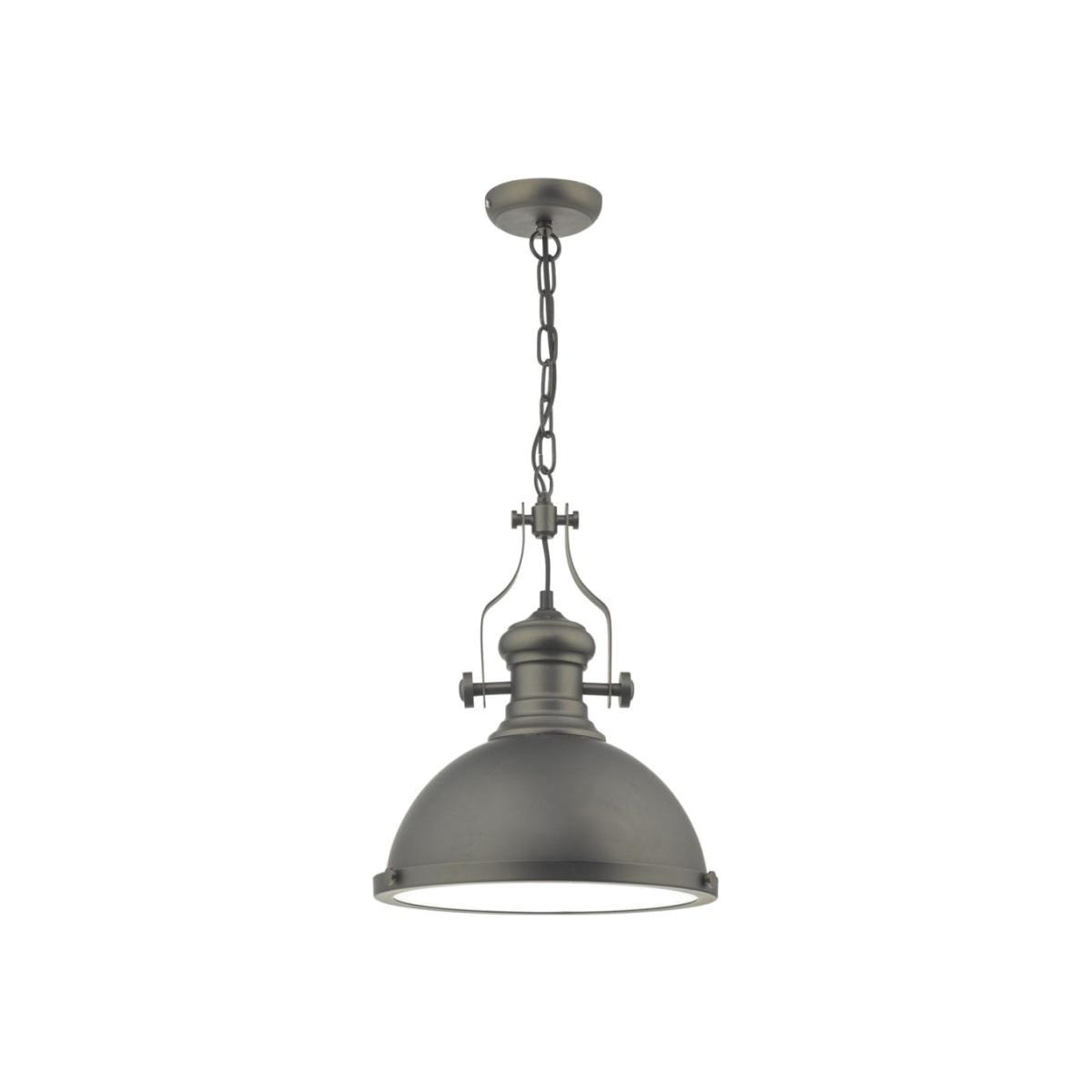 Dar Lighting ARO0167 Arona 1 Light Pendant Antique Pewter and Glass