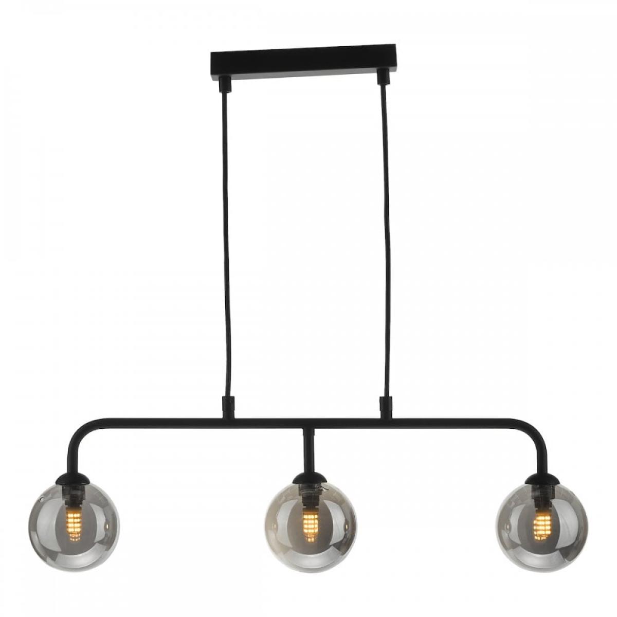 dar lighting FEY6222-01 Feya 3 Light Bar Matt Black Smoked Glass – image 2