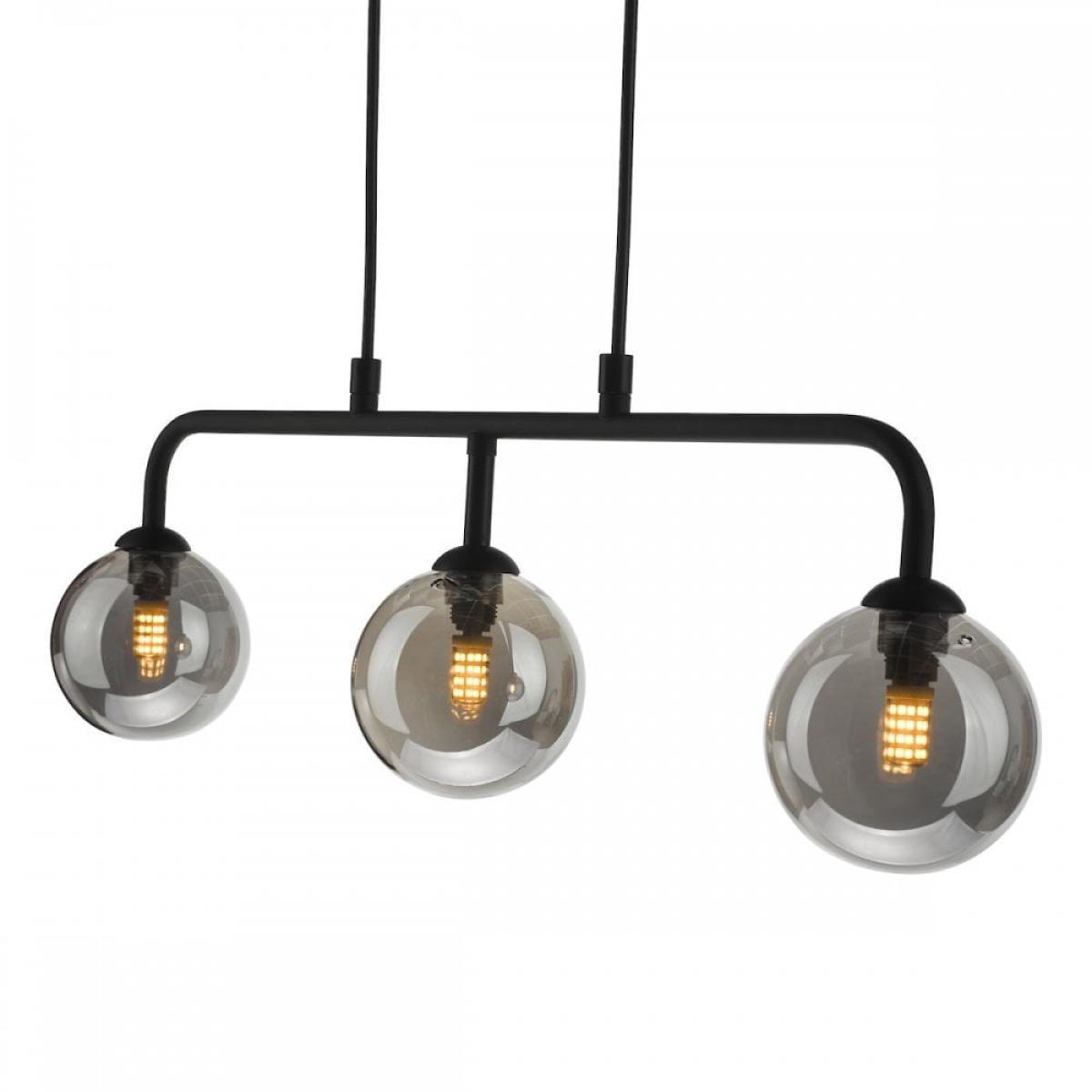 dar lighting FEY6222-01 Feya 3 Light Bar Matt Black Smoked Glass – image 3
